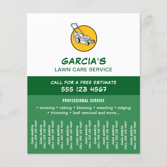 Flyer Serviço Profissional de Cortador de Grama Tiras de (Frente)