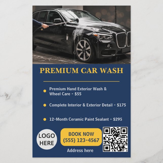 Flyer Serviço Profissional de Lavagem de Carros Navy Gol (Frente)