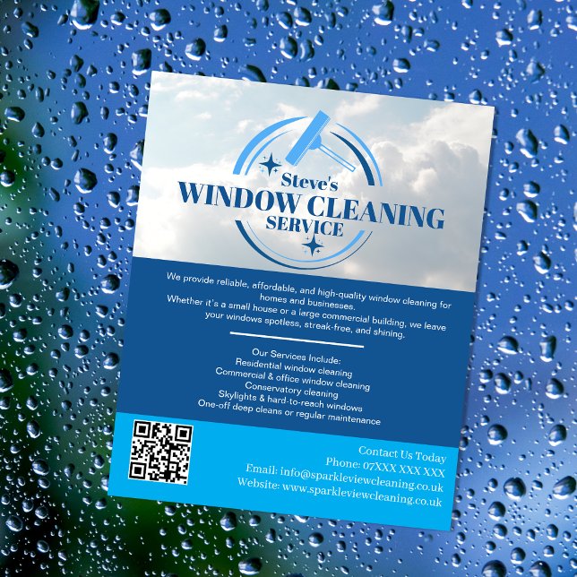 Flyer Serviço Profissional de Limpeza de Janela Personal (Criador carregado)