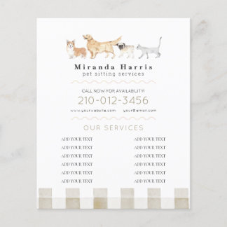 Flyer Serviços de Animais em Aquarela - Empresa de Cuida