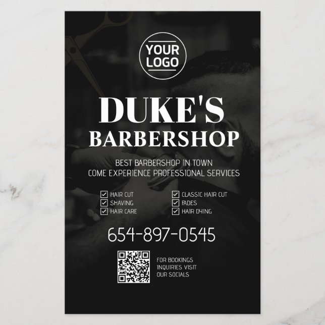 Flyer Serviços de Barbershop Personalizados (Frente)