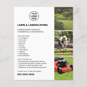 Flyer Serviços de Cuidados com Gramados e Paisagismo Emp