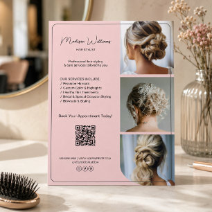 Flyer Serviços de Estilista de Cabelo em Salão 3 Fotos Q