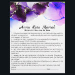 Flyer *~* Serviços de isenção de responsabilidade do Abs<br><div class="desc">2 Contrato de Liberação de Consentimento de Passivo do Folheto Lateral e Lista de Serviços e Preços para você Personalizar. * Lista de serviços e preços no verso deste folheto, com Abstrato de energia aprimorada, com garantia de água. A aquarela é roxa orgânica, lavanda e rosa. Esta é uma GLAM...</div>