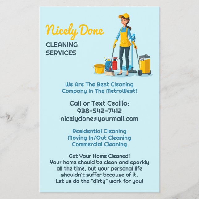 Flyer Serviços de Limpeza de Maid (Frente)