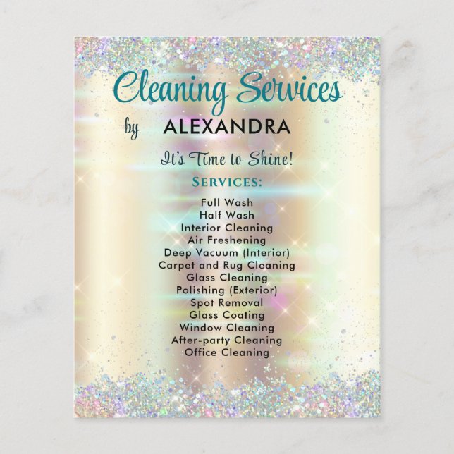 Flyer Serviços de Limpeza Faxina Gold Sparkles (Frente)