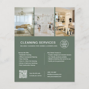 Flyer Serviços de Limpeza Modernos Green QR Business