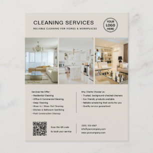 Flyer Serviços de Limpeza Modernos QR Negócios