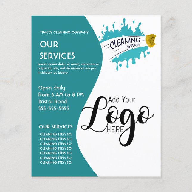 Flyer serviços de limpeza personalizados editáveis e per (Frente)