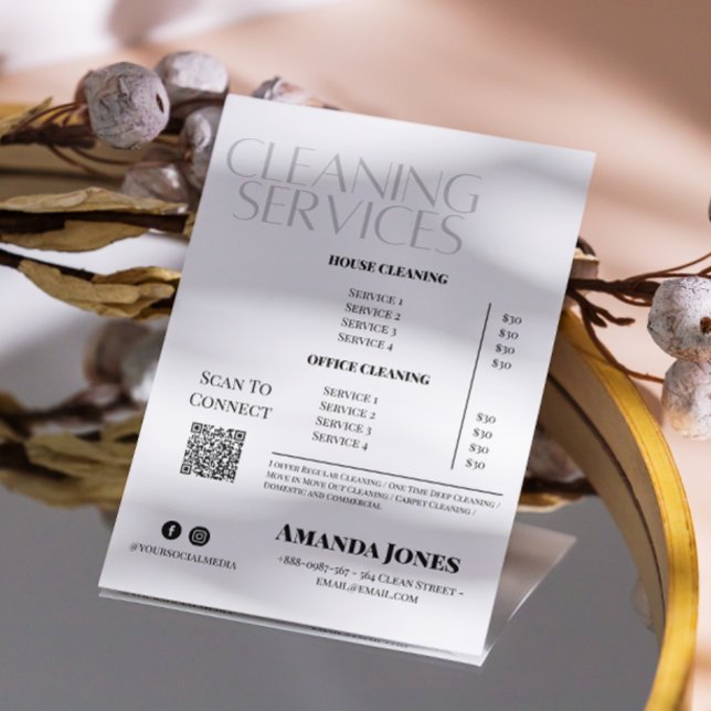 Flyer Serviços De Limpeza: Preço Preto E Branco (Cleaning Services Maid Price Black And White Flyer)