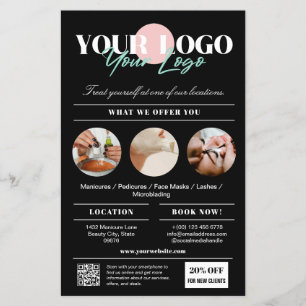 Flyer Serviços de Marketing de Salão de Beleza com Seu L
