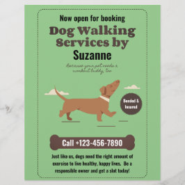 Flyer Serviços de navegação de cães por Suzanne Dachshun