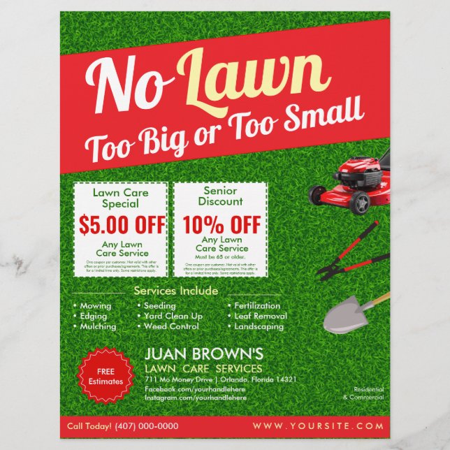 Flyer Serviços de Paisagismo | Cuidados com o Jardim e D (Frente)
