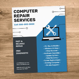 Flyer Serviços de Reparos de Computadores Azul