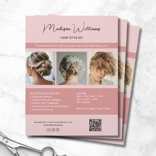 Flyer Serviços de Stylist de Cabelo Salon Moderno QR Fly