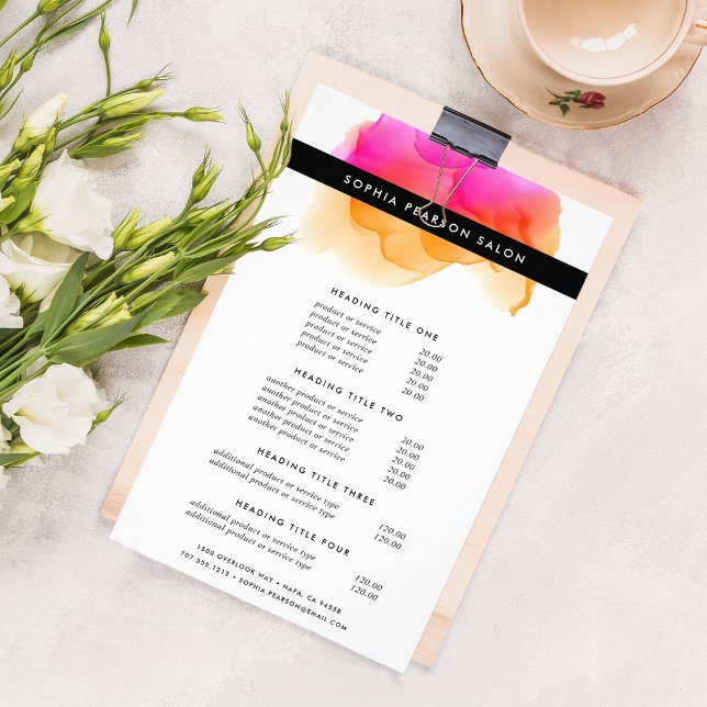 Flyer Serviços e preços modernos de cores d’água (Criador carregado)