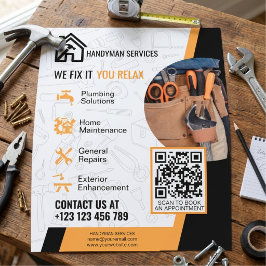 Flyer Serviços Modernos de Reparos Domésticos Preto Lara