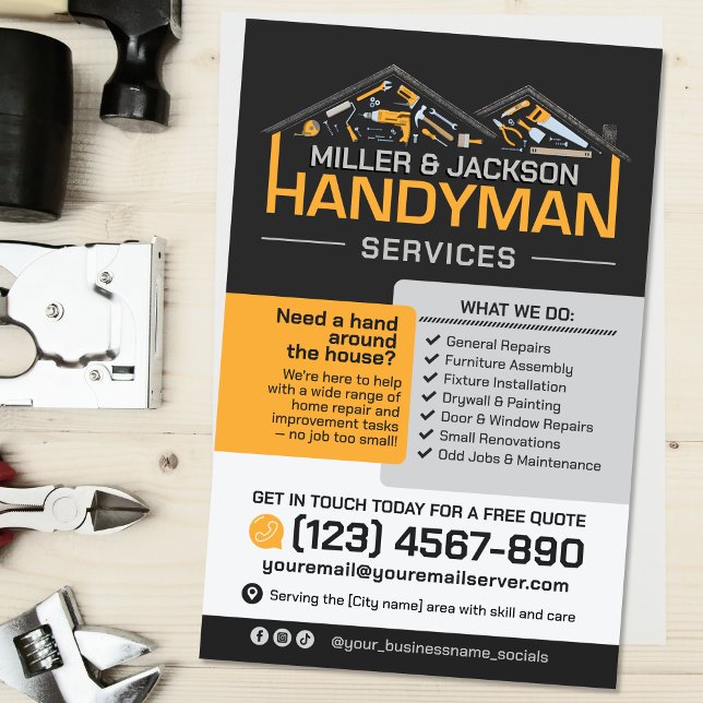 Flyer Serviços para o Handyman - Reparo e Manutenção Dom (Criador carregado)