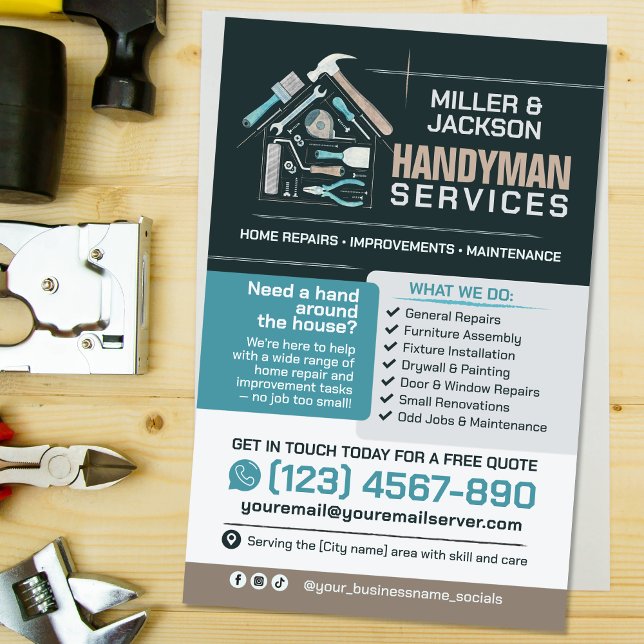 Flyer Serviços para o Handyman - Reparo e Manutenção Dom (Criador carregado)