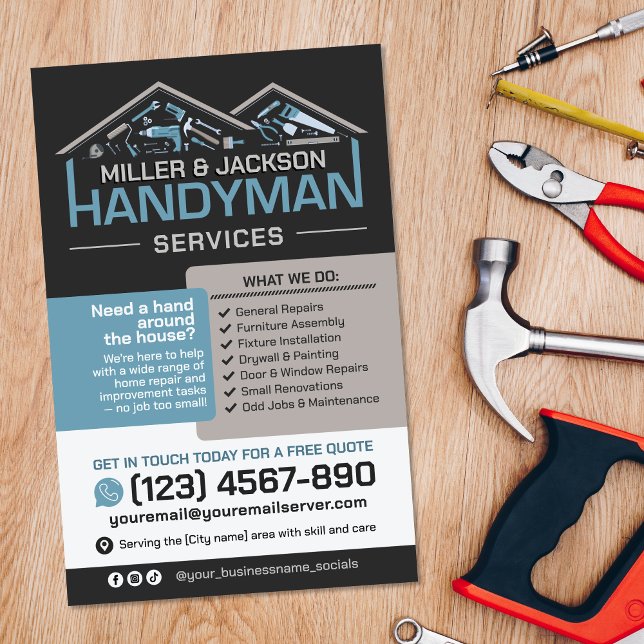 Flyer Serviços para o Handyman - Reparo e Manutenção Dom (Criador carregado)