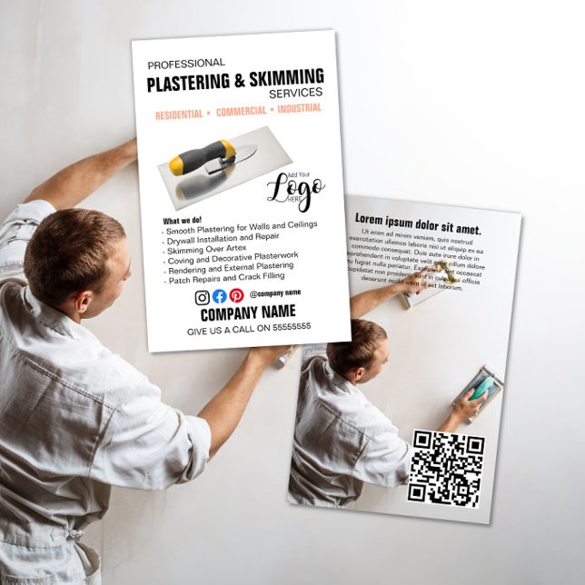 Flyer Serviços Profissionais de Reboco & Lixamento – (Criador carregado)