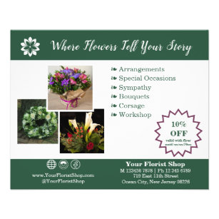 Flyer 🌸 seu Compro Florista Promocional Verde e Branco