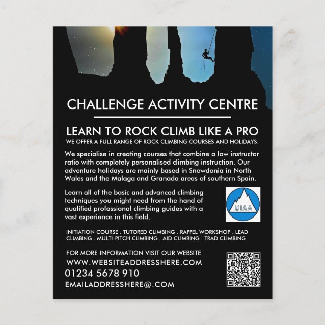 Flyer Silhueta de Montanheira, Advertido de Subida e Sub (Frente)