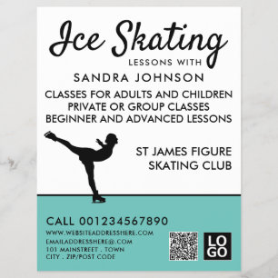 Flyer Silhueta Ice Skater, Anúncio De Lição De Ice
