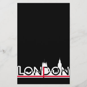 Flyer Silhuette de Londres e bandeira inglesa