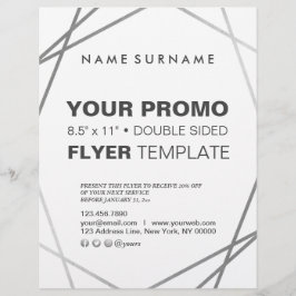 Flyer Silver Geométrico Mínimo Moderno de 8,5"x11"