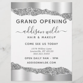 Flyer Silver Glitter Diamond Glam Business Grand Opening
