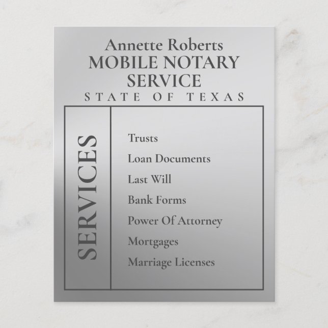 Flyer Silver metallic notary public  (Frente)