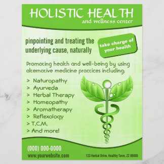 Flyer Símbolo de Caduco Verde - Saúde Holística Vertical