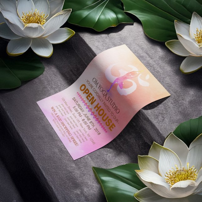 Flyer Símbolo de Dose e Om de Meditação Open House do YO (Criador carregado)