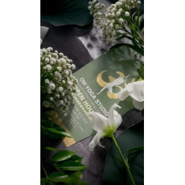 Flyer Símbolo de Dose e OM de Meditação Open House do YO