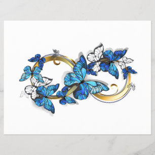 Flyer Símbolo Infinito de Borboletas Azuis Morpho