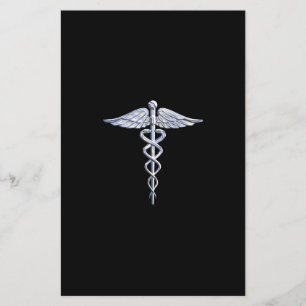 Flyer Símbolo Médico de Caduceus em Decor Preto