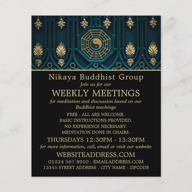 Flyer Símbolo Yin & Yang, propaganda do grupo budista (Frente)