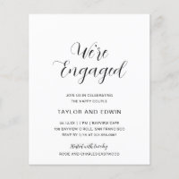Simple Modern Budget Engagement Party Invitation