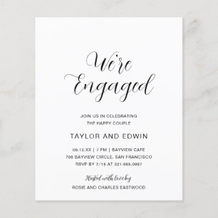Flyer Simple Modern Budget Engagement Party Invitation