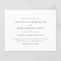 Simple Timeless Budget Wedding Invitation