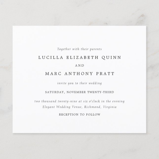 Flyer Simple Timeless Budget Wedding Invitation (Frente)