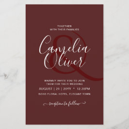 Flyer Simples Casamento Monocromático da Burgundy do ORÇ