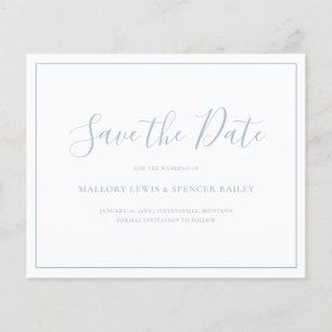 Flyer Simples Dusty Blue Budget Casamento Salve a Data