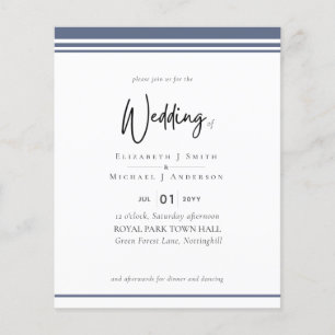 Flyer Simples Elegância Dusty Azul Moderno Casamento de