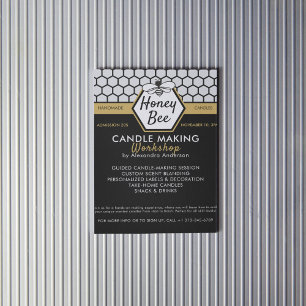 Flyer Simples Honey Bee Honeycomb Black Yellow Workshop