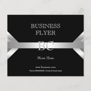 Flyer Simples Monograma 4D Prata Preto Branco