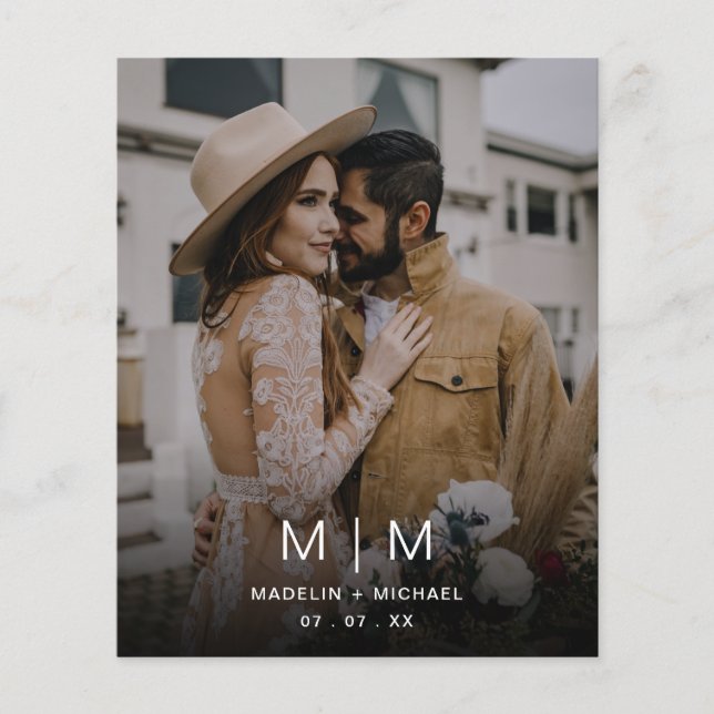 Flyer Simples Monograma Orçamento Casamento Salvar a Dat (Frente)