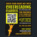 Flyer Sinal de código QR do cheerleader, classes líder d<br><div class="desc">Sinal de código QR do cheerleader,  Classes de líder de torcida Folhetos de publicidade pela Loja Cartão de visita.</div>