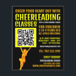Flyer Sinal de código QR do cheerleader, classes líder d<br><div class="desc">Sinal de código QR do cheerleader,  Classes de líder de torcida Folhetos de publicidade pela Loja Cartão de visita.</div>